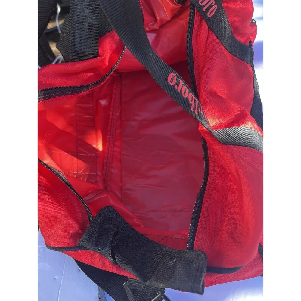 Y2K Vintage 90s Marlboro Red Duffle Gym ￼ Marlboro Miles Travel Bag 20” Strap